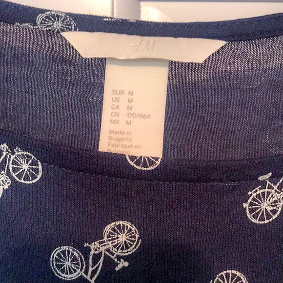 H&M Long Sleeve Bicycle Print Shirt Navy Blue - Picture 2 of 4
